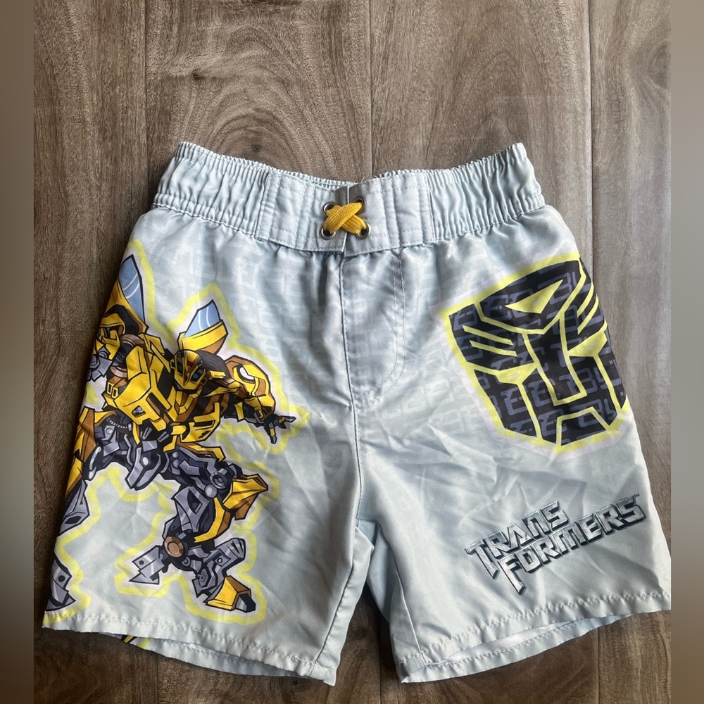 Kids' Yellow & Gray Swim Shorts